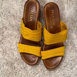 Italian Shoemakers Mustard Slide Sandals